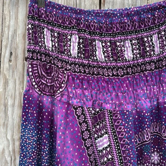 [New] Jumpsuit Style Drop Crotch Harem Pants (S-M) Purple-Blue-White Mandala - Picture 6 of 11